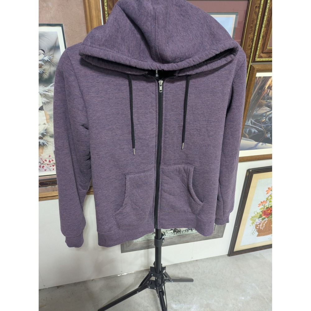 Hollywood The Jean People Purple Heathered Sherpa Lined Zip Up Hoodie Large